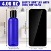 Mimorou 50 Pcs 4oz Empty Plastic Travel Bottles with Disc Top Flip Cap Small Travel Size Bottles Blue Refillable Empty Containers for Shampoo Lotion Liquid Body Soap Cream Toiletries view 2