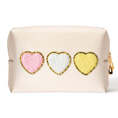 Belanttega Christmas Heart Makeup Bag - Christmas Gift Preppy Patch Cute Heart Cosmetic Toiletry Bag PU Leather Makeup Pouch Portable Waterproof Travel Shower Organizer Birthday Gifts for Women Girls