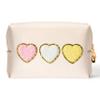 Belanttega Christmas Heart Makeup Bag - Christmas Gift Preppy Patch Cute Heart Cosmetic Toiletry Bag PU Leather Makeup Pouch Portable Waterproof Travel Shower Organizer Birthday Gifts for Women Girls view 1