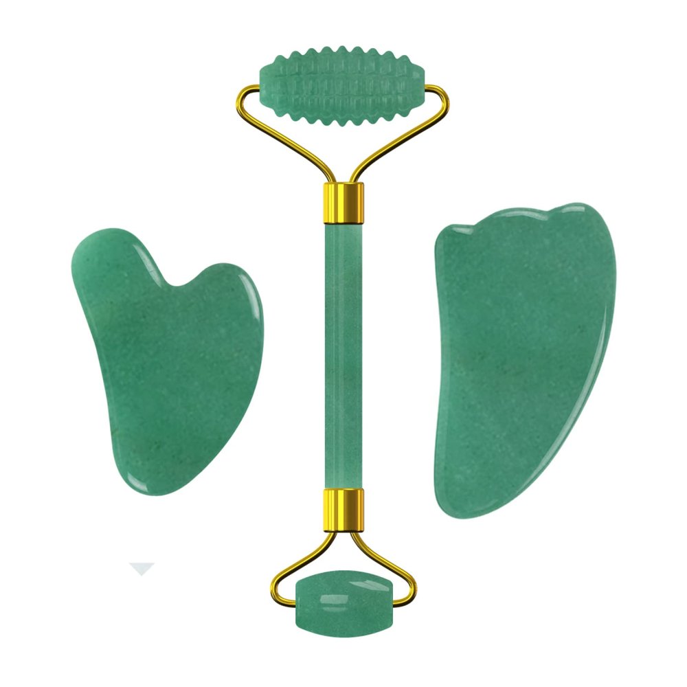 Face Jade Roller Gua Sha Scraper Crystal Face Lifting Facial Massager Skin Care Tools,Set-Ci-VLY