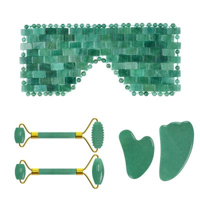Face Jade Roller Gua Sha Scraper Crystal Face Lifting Facial Massager Skin Care Tools,5in1 Set A