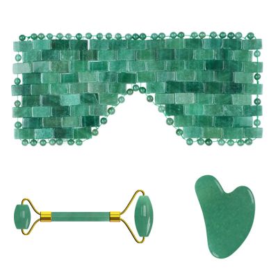 Face Jade Roller Gua Sha Scraper Crystal Face Lifting Facial Massager Skin Care Tools,3in1 Set-Pu-VL
