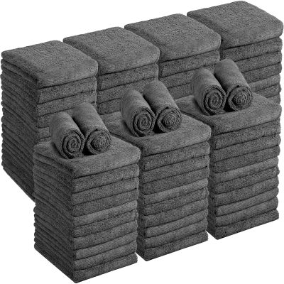 Shimeyao 48 Pack Bleach Proof Towels Microfiber Absorbent Bleach Resistant Hair Quick Dry Towels Bulk for Gym Bath Spa Home Hair Drying, 16 x 27 Inches (Grey)