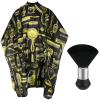 FEBSNOW Professional Hair Cutting Cape with Neck Duster Brush, Salon Barber Cape, Hair Cutting Accessories (Yellow Floral Print) view 1
