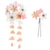 Beaupretty Makeup Bag with Japanese Kimono Hair Accessories - Flower Hair Pin, Hair Comb, and Tassel Headdress (Orange) view 1