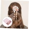 Beaupretty Makeup Bag with Japanese Kimono Hair Accessories - Flower Hair Pin, Hair Comb, and Tassel Headdress (Orange) view 4