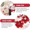 Beaupretty Makeup Bag with Japanese Kimono-Inspired Hair Accessories: Flower Hair Pins, Comb with Tassel, and Hanfu Headdress (Red) view 2
