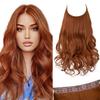 SARLA Invisible Wire Hair Extensions with 3 Clips Short Synthetic Wavy Curly Hairpiece Adjustable Transparent Headband for Women 14 Inch Copper Red view 1