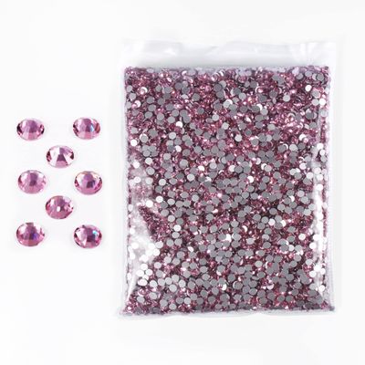 Hisenlee 14400PCS Rhinestone SS3-SS20 Mixed Size Crystal Gems 9 Sizes Wholesale Nail Art Rhinestone Flatback Round Glass Diamond for Crafts (1.3-4.8MM Mixed SizeLight Pink)