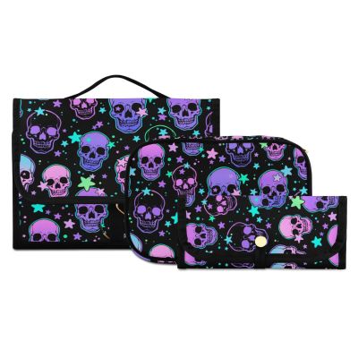 MNSRUU Toiletry Bag Stars Purple Skulls Hanging Makeup Travel bag for Toiletries 3 PCS Toiletry Organizer Bags Portable Clear Toiletry Kit