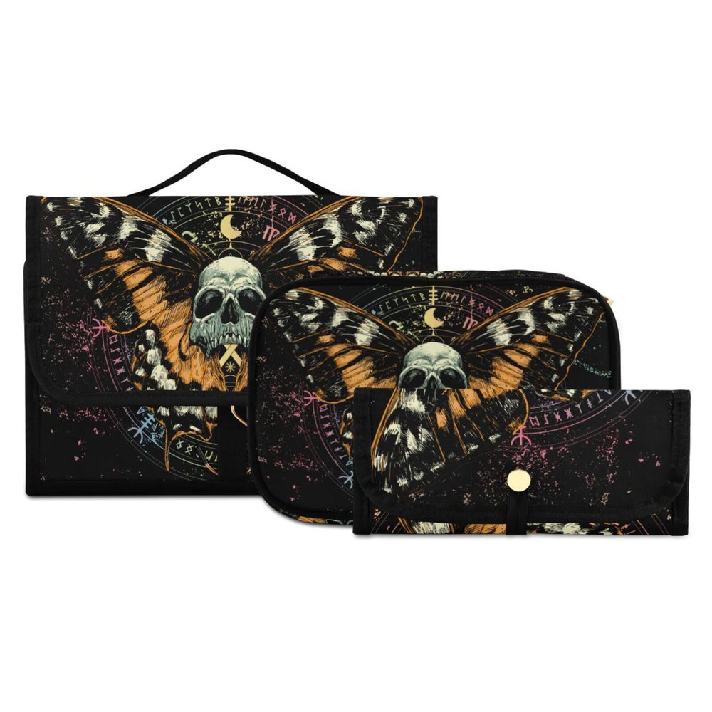 MNSRUU Toiletry Bag Mysterious Skull Horoscope Hanging Makeup Bag for Toiletries 3 PCS Travel Toiletry Organizer Bags Portable Clear Toiletry Kit