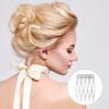 ANCIRS 75 Pack Hair Side Combs for Women, Metal Combs for Securing Headband Veils, 5 French Teeth Bridal Wedding Comb for Girls Hair Accessories - White view 4