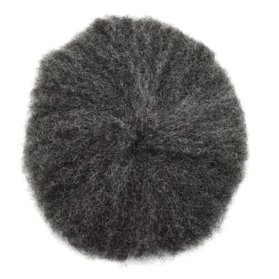 Afro Curl Toupee for Black Men Full French Lace Mens Toupee Kinky Curly Human Hair Units Bleached Knot Natural Hairline Hair Pieces for Black Men8x10110# JET BLACK+10% Gray-6mm wave