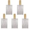 PimyRcyi 5PCS Square Glass Spray bottle,3.4oz Small Refillable Container with Fine Mist srpayer,Perfume bottle (100ml, Clear+Gold) view 1