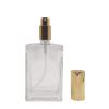 PimyRcyi 5PCS Square Glass Spray bottle,3.4oz Small Refillable Container with Fine Mist srpayer,Perfume bottle (100ml, Clear+Gold) view 3