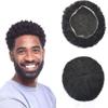Afro Curl Toupee for Black Men Full French Lace Mens Toupee Kinky Curly Human Hair Units Bleached Knot Natural Hairline Hair Pieces for Black Men8x101# JET BLACK-10mm wave view 1