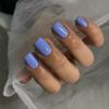 Blue Press On Nails Short Square, KXAMELIE Natural Gel Nails Glue on Acrylic Nails Press ons Featured Protective Coat Thick Reusable Fake Nails Solid Color 24 Short Coffin Artificial Nails view 2