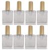 PimyRcyi 8PCS Square Glass Spray bottle,Small Refillable Container with Fine Mist srpayer,Perfume bottle (50ml, Clear+Gold) view 1