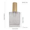 PimyRcyi 8PCS Square Glass Spray bottle,Small Refillable Container with Fine Mist srpayer,Perfume bottle (50ml, Clear+Gold) view 2