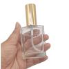 PimyRcyi 8PCS Square Glass Spray bottle,Small Refillable Container with Fine Mist srpayer,Perfume bottle (50ml, Clear+Gold) view 4