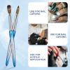 Acrylic Nail Brush Size 12,KEMEISI 100% Pure Kolinsky Nail Art Brushes Sturdy Handle Oval Shaped Acrylic Powder Nail Design Tools for Professional Manicure DIY Home Salon (Blue Gradient) view 2