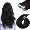 18 inch Tape in Hair Extensions Human Hair Invisible Straight Tape Hair Extensions for Women 20 Pcs/50g Seamless Skin Weft #1B Natural Black Real Hair Extension Tape ins Human Hair view 1