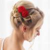 BBTO 12 Pcs Rose Hair Clip Mexican Hair Accessories for Flamenco Dancer Women Mexican Flowers Bridal Christmas Flower Clips for Holiday Wedding Dance Birthday Bridesmaid(Red) view 4