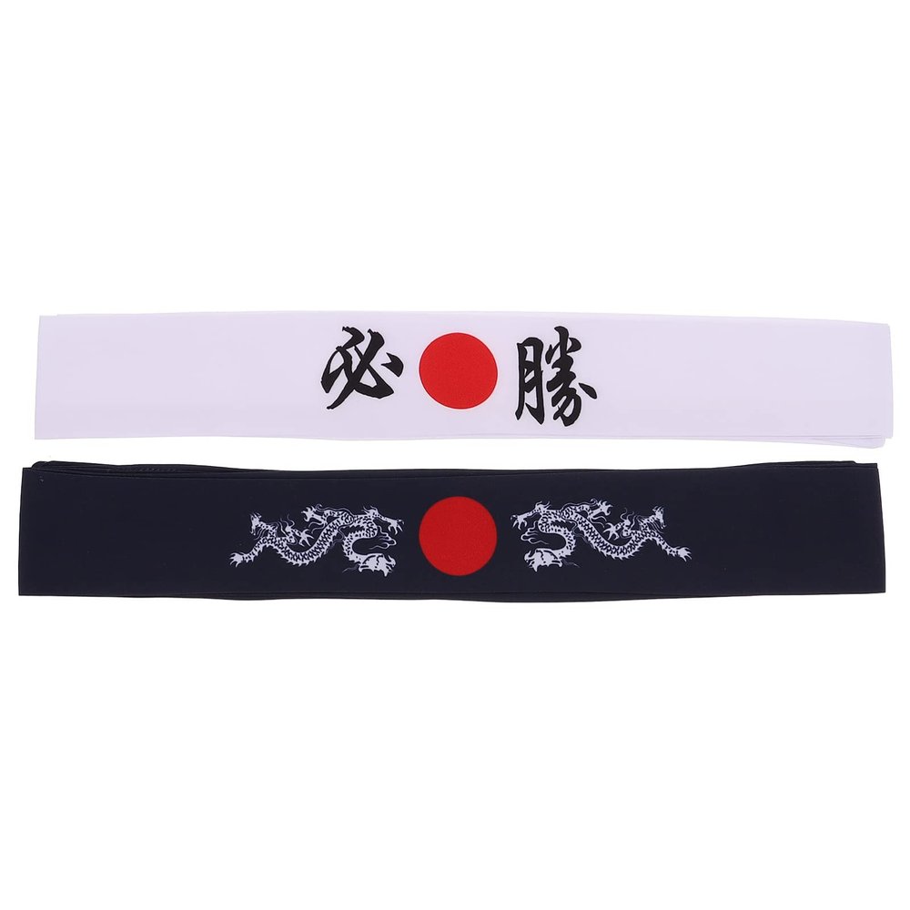 2pcs Bushido Headband Japanese Headband Bandana Chef Hairband Chef Head Bandana Hair Bands Sports s Karate Training China Cotton Double Sided Child
