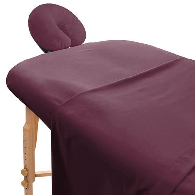 AVALON CARE Massage Table Sheets Sets 3 Pcs 100% Cotton Flannel Massage Sheets Sets - Includes Fitted Sheets for Massage Table, Flat Sheet & Face Cover - Soft & Smooth Massage Bed Cover - Burgundy