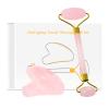 Rose Quartz Face Roller Gua Sha Scraper Set for Facial Massage 100% Natural Pink Crystal Gouache Kit Skin Care Tools,Set-Ci with Box view 1