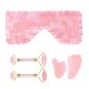 Rose Quartz Roller Gouache Scraper Face Eye Mask for Face Lifting Natural Crystal Facial Massager Beauty Care Tool,5in1 Set A view 1