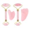Rose Quartz Roller Gouache Scraper Face Eye Mask for Face Lifting Natural Crystal Facial Massager Beauty Care Tool,4in1 Set view 1