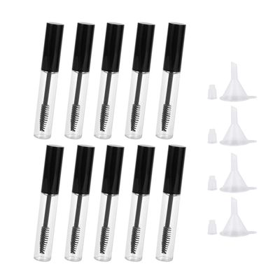 Luxshiny 10pcs Refillable Storage Bottles with Funnels Portable Empty Containers for Home Travel Leakproof Design Black Lid for Cosmetics Liquids Each