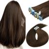 16 inch Tape in Hair Extensions Human Hair Invisible Straight Tape Hair Extensions for Women 20 Pcs/50g Seamless Skin Weft #4 Chocolate Brown Real Hair Extension Tape ins Human Hair view 1