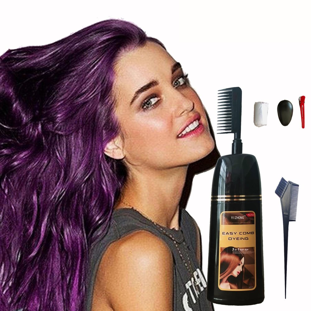 YIZHONG Purple Hair Dye Shampoo Comb, Grape Purple