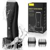 Body Trimmer for Men, Ball Shaver, Electric Groin & Pubic Hair Trimmer, Waterproof Wet&Dry Body Groomer, Replaceable Ceramic Male Hygiene Razor Clippers w/Charging Dock for Full Body Grooming - Black view 1