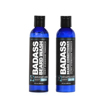 Badass Beard Care Beard Wash & Conditioner KIT For Men - Made of Natural Ingrediens for Healthy, Soften and Itchness Free Beard and Mustache