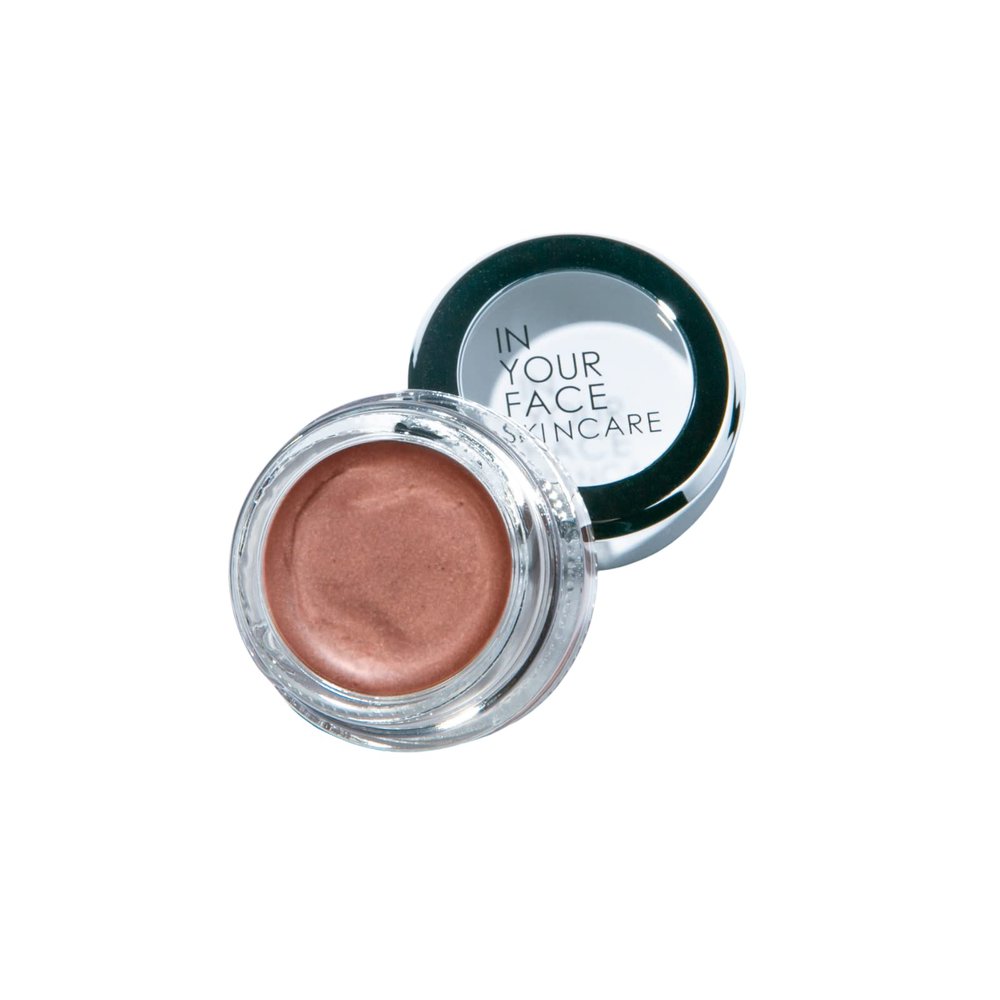 In Your Face Shimmer Natural Bronze Glow Balm for Face & Body 100% Natural Cream Highlighter for Cheeks, Eyes & Lips Nourishing, Vitamin-Enriched Dewy Shimmer for All Skin Tones Clean Beauty