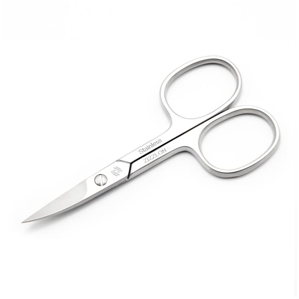 ZIZZLON Nail Scissors Curved Micro Serrated Stainless Steel Eyebrow Scissors for Eyelash, Mustache, Beard, Nose Hair, Toenail Pedicure, Manicure Scissors for Men and Women