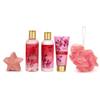 Bath and Body Gift Basket For Women Cherry Blossom Bath & Body Collection Gift Box, Includes Shower Gel, Body Lotion, Body Scrub, Bath Bomb & Sponge - Appreciation Gift Ideas view 2