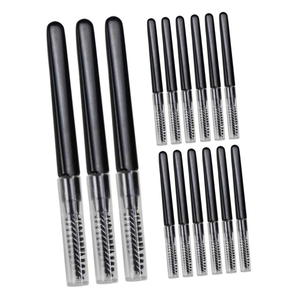 Beavorty 20pcs White Eyebrow Brush Set Lids Makeup Tool for Women Men Daily Use Home Salon Plastic Nylon Bristles