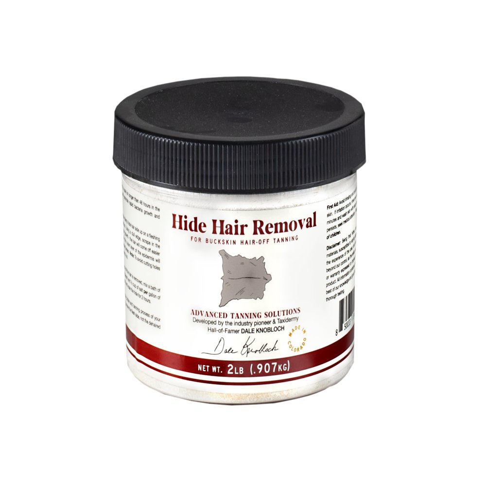 Hide Hair Removal 2 lb Powder by Advanced Tanning Solutions - One-Step Hair-Off Solution for Deer, Elk, Bison Hides - Prepares Buckskin for Taxidermy and Leathercraft