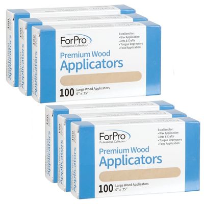 ForPro Professional Collection Premium Wood Applicators, Non-Sterile, Hair Removal Waxing Sticks, Large, 6 L x .75 W, 100-Count (Pack of 6)