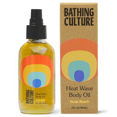 Bathing Culture, Organic Heat Wave Body Oil, Organic Body Oil for Women and Men, After Shower Moisturizer, Natural, Biodegradable, Vegan Personal Care, Nude Beach Scent, 4 fl oz, Holiday Gift Idea