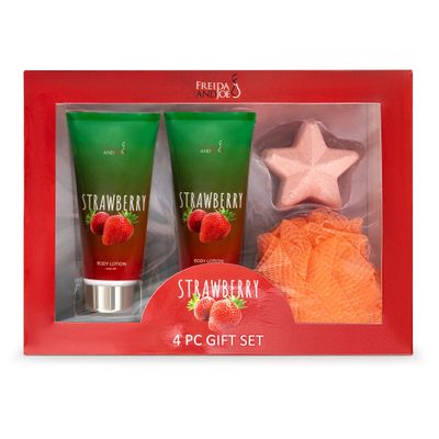 Strawberry Bath and Body Gift Set for Women - Luxurious Shower Pampering, Irresistible Strawberry Scent, Complete Body Skincare Collection