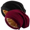 2 Pcs Adjustable Silk Satin Bonnet Hair Wrap for Sleeping - Silk Lined Slouchy with Adjustable Strap - Night Caps for Women and Men with Curly Hair - Head Scarf view 1