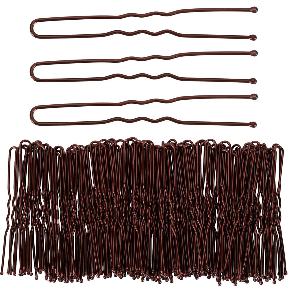 Tbestmax 300 Hair Bun Bobby Pins U Shaped Pin Hair Grips to Clip Ballet Hair Net for Women 6 CM/2.3 Inch Brown