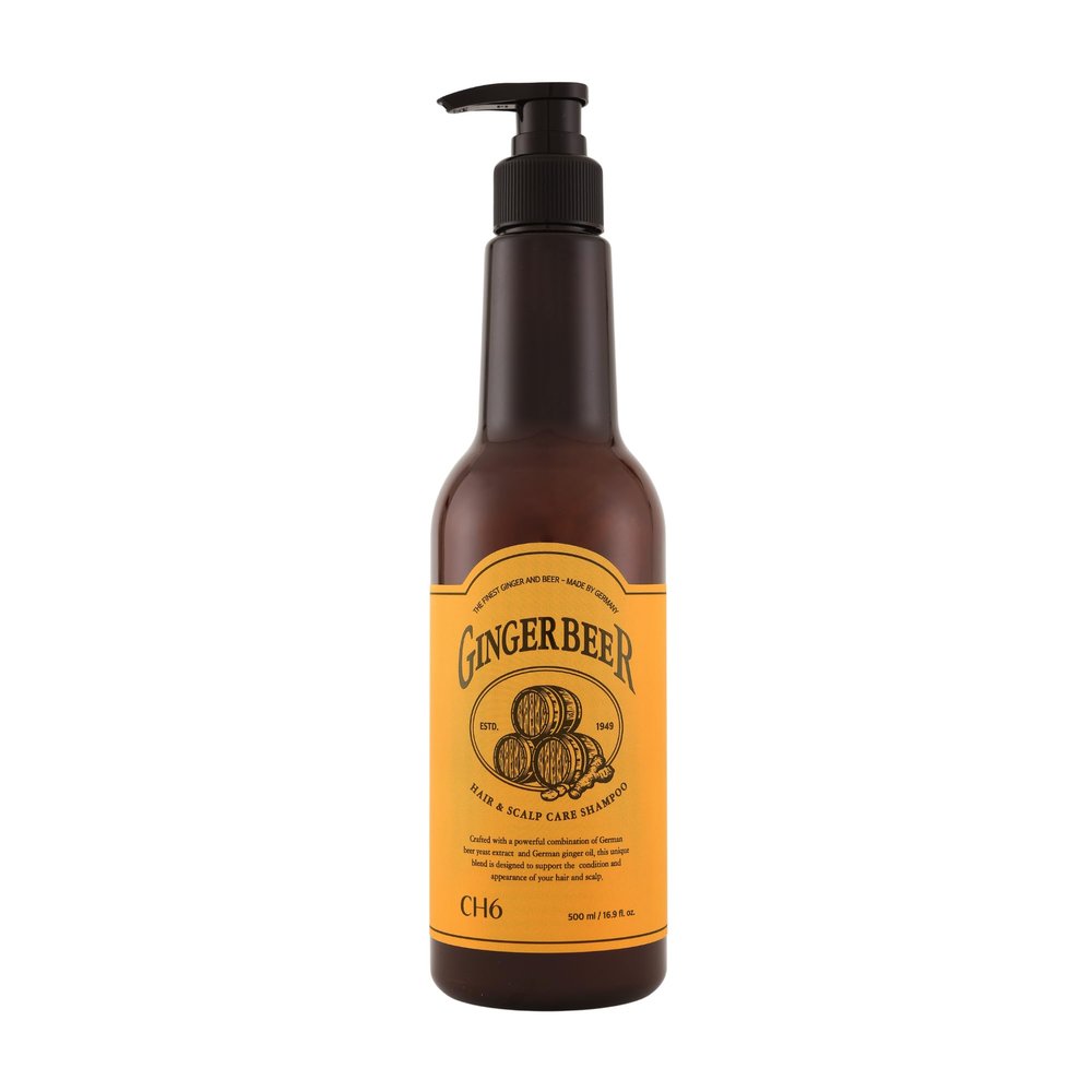 CH6 Ginger Beer Hair & Scalp Care Shampoo - for hair loss | Recover Damaged Scalp, Rich with German Beer Yeast for Hair Regrowth and Thickening, Thinning hair, Sulfate free, 16.9 fl oz
