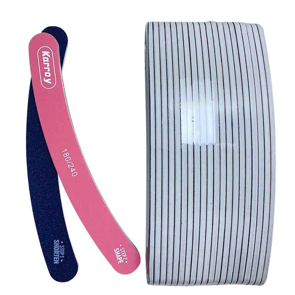 Karroy Nail File 20pcs Dual Sided Nail Files for Natural Nails Emery Boards Nail Filer for Acrylic Nail 180/240 Grit