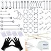 TKKUY 80PCS Nose Piercing Kit: Stainless Steel Body Piercing Jewelry with 12G, 14G, 16G, 20G Needles for Ear, Nose, Lip, Eyebrow view 1